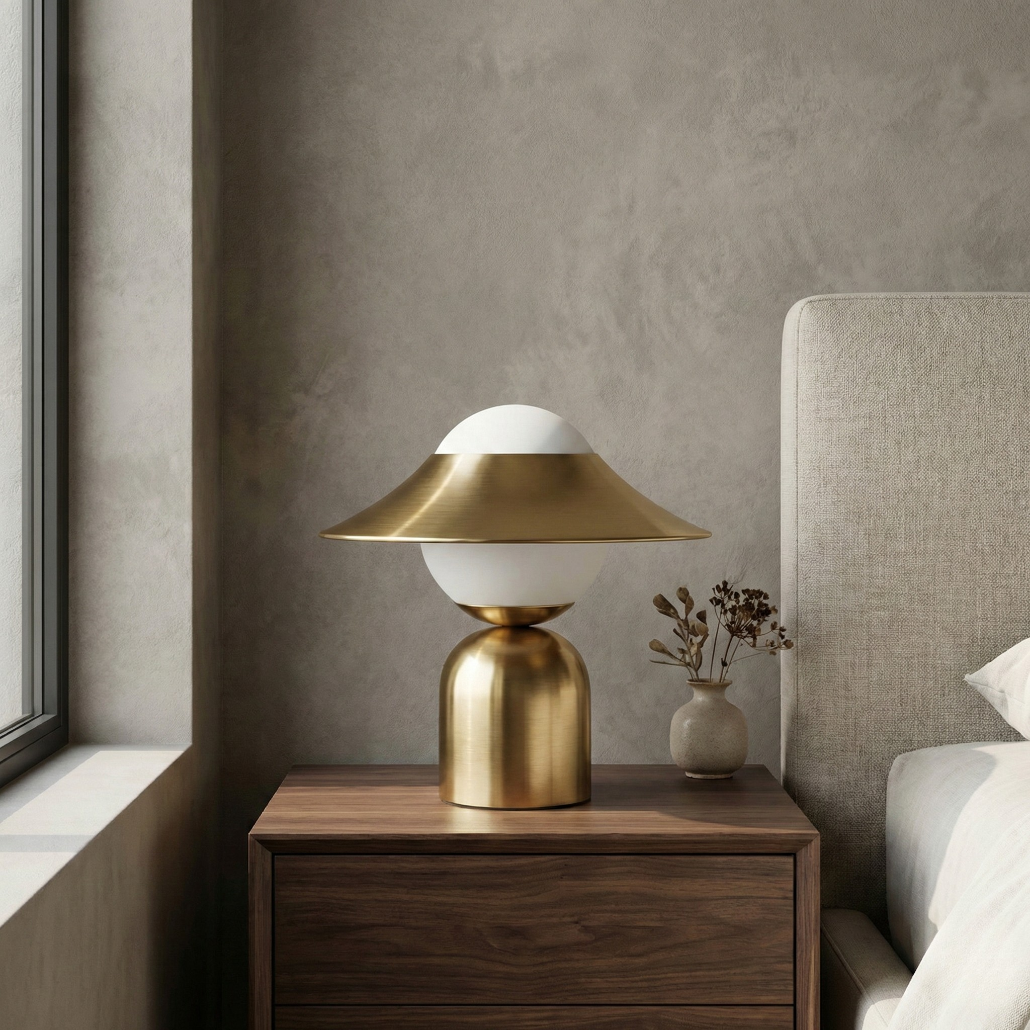 Lampe de table décorative Noctea avec globe en verre soufflé et base dorée - vue 2