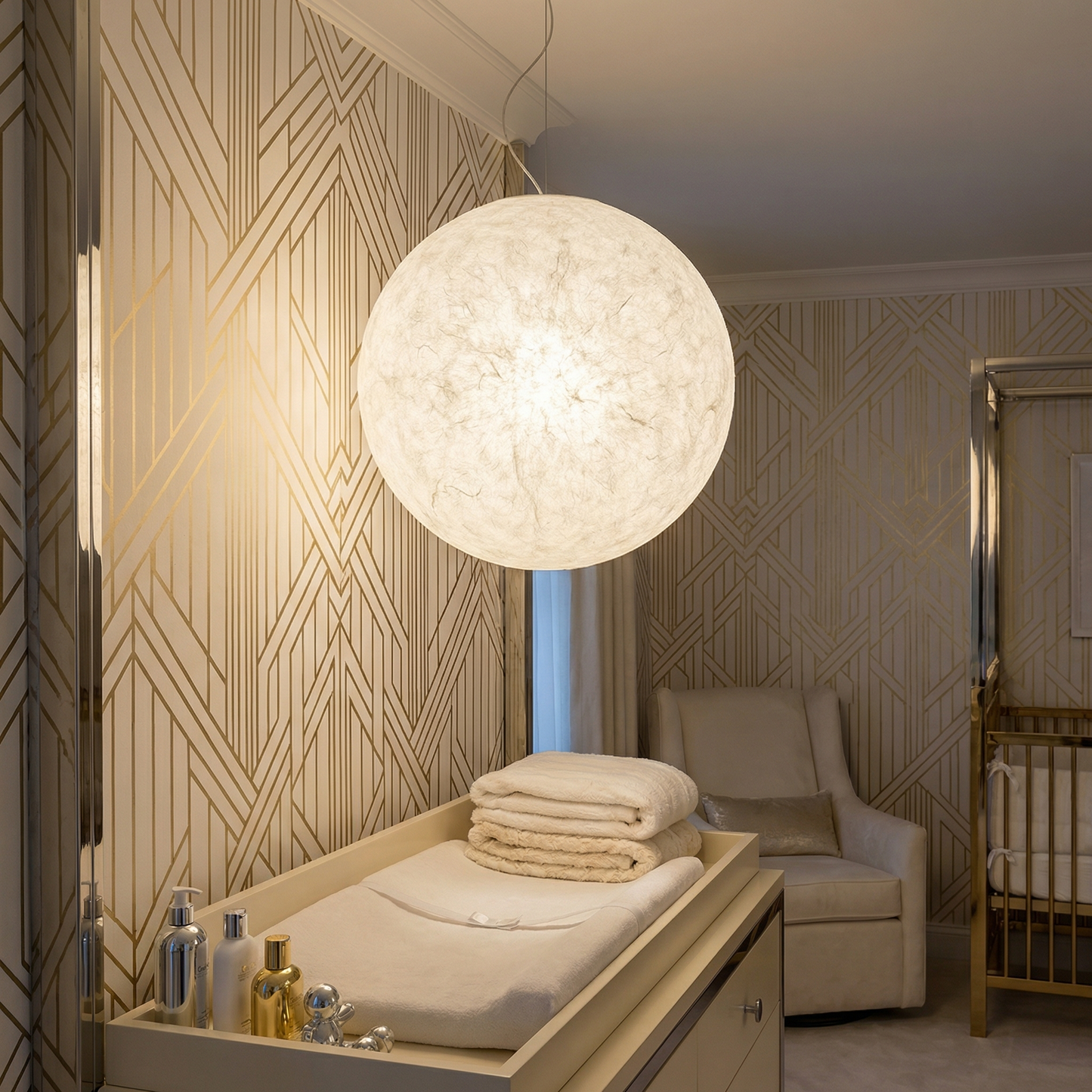 Suspensie LED din metal alb pentru camera copilului – Lunaris