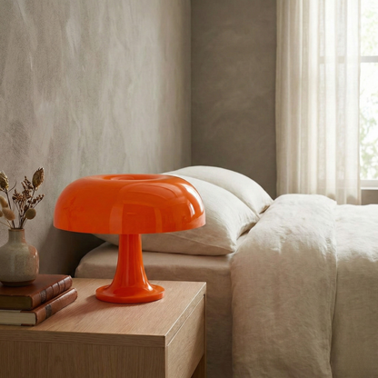 Lampe de table design forme champignon Fungo en ABS blanc ou orange - vue 3