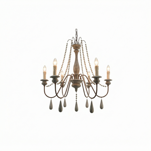 Lustre en bois blanc vintage pour salon – Elarisia - Lumière