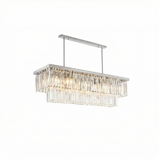 Lustre Plafonnier Cristal Argenté Contemporain – Lixor - Lumière