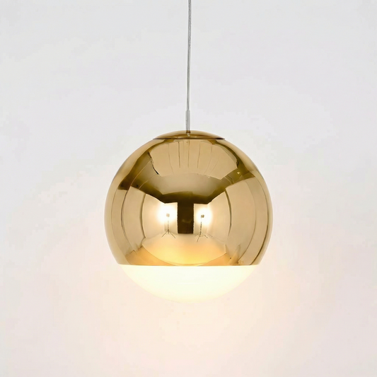 Minimalistisk pendel i elektropletteret glas til restauranter – Alvearelia - Lumière