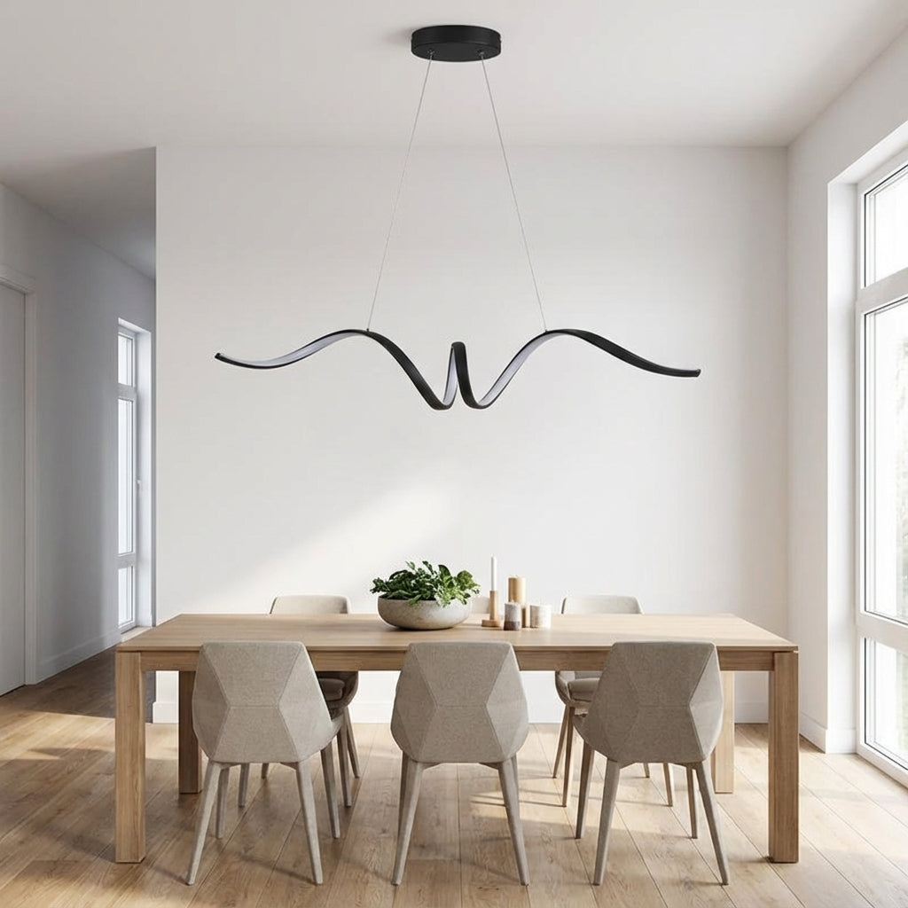 Plafonnier LED suspension moderne formes ondulées fluides Minoa - vue 2