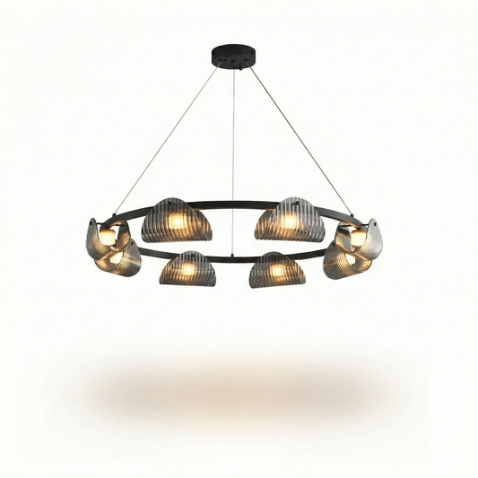 Suspension en verre fumé gris pour salle à manger – Orvelia - Lumière