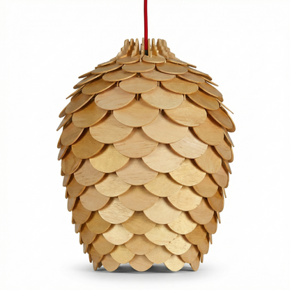 Orena Sculptured Wood Pendant Light natural rounded form - view 1