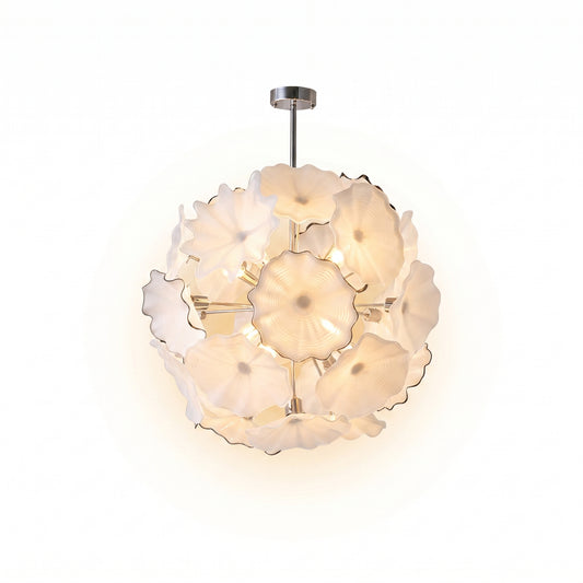 Lustre en Verre de Murano Blanc – Floréade - Lumière