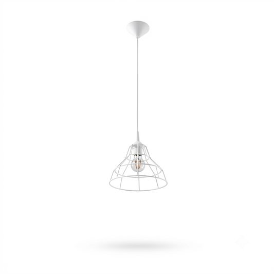 Suspension cône acier blanc moderne – Modèle Althenia