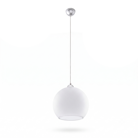 Suspension boule en verre blanc minimaliste – Nivéalis