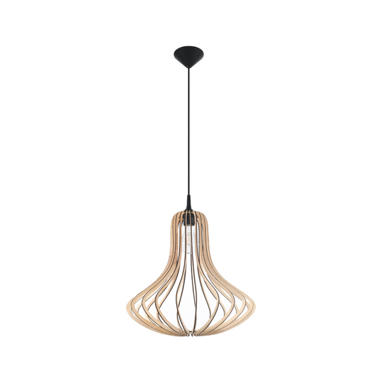 Scandinavian natural wood pendant light for living room – Elowen model