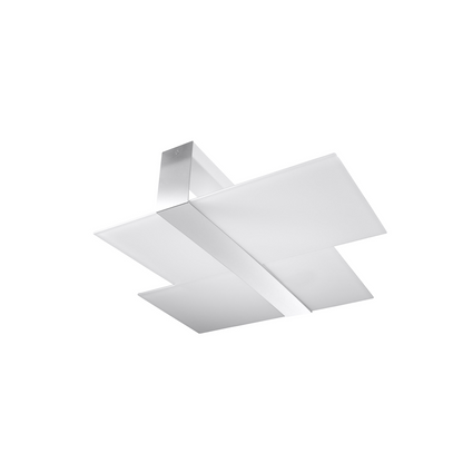 Plafonnier verre blanc chrome moderne – modèle Orsedia