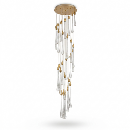 Lustre Cristal Doré pour Escalier – Cristalya