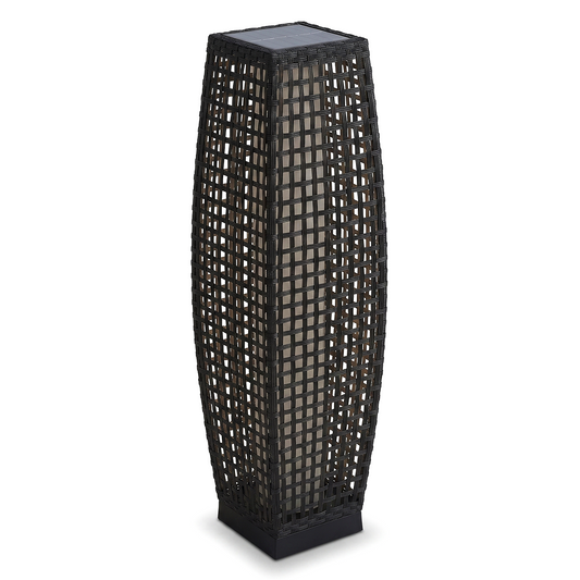 Solar rattan-effect outdoor floor lamp – Orbanya