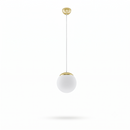 Suspension globe verre blanc et or pour salon – Modèle Elyone