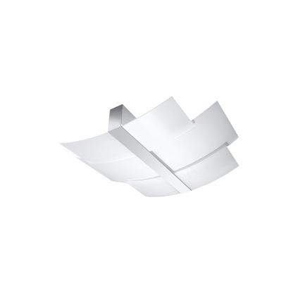 Plafonnier verre blanc chrome moderne – Aureliane