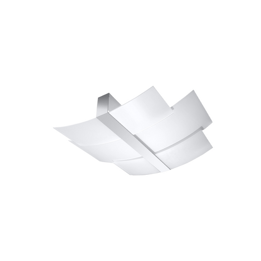 Modern white glass and chrome ceiling light – Aureliane