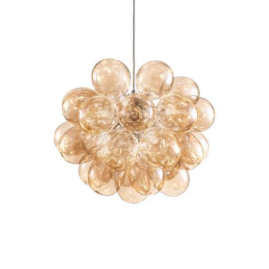 Lustre en Verre Soufflé Beige Foncé pour Salon – Orbalique