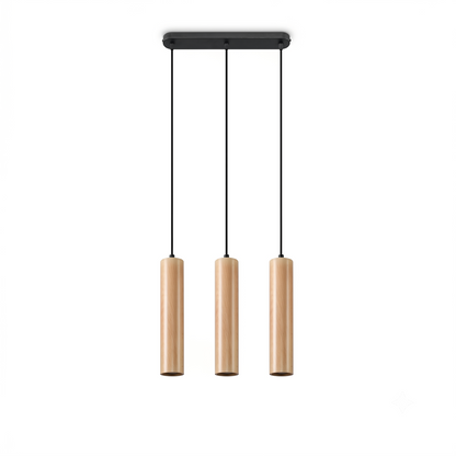 Hanglamp van natuurlijk hout met 3 lichten voor de eetkamer – Norelda