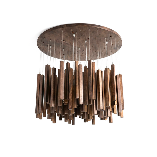 Gilded wood pendant light for living room – Zénithar