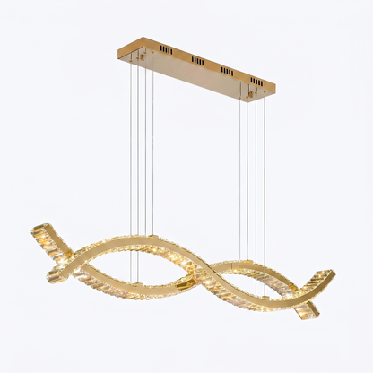 Suspension Linéaire Cristal et Acier Doré – Evos