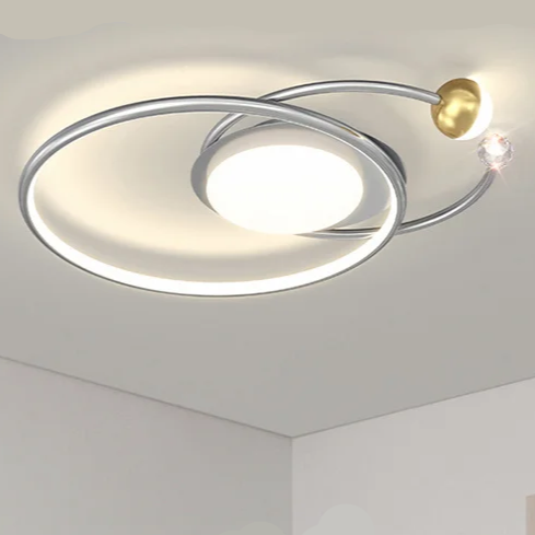 Lustre LED moderne en aluminium doré pour salon – Alumorio