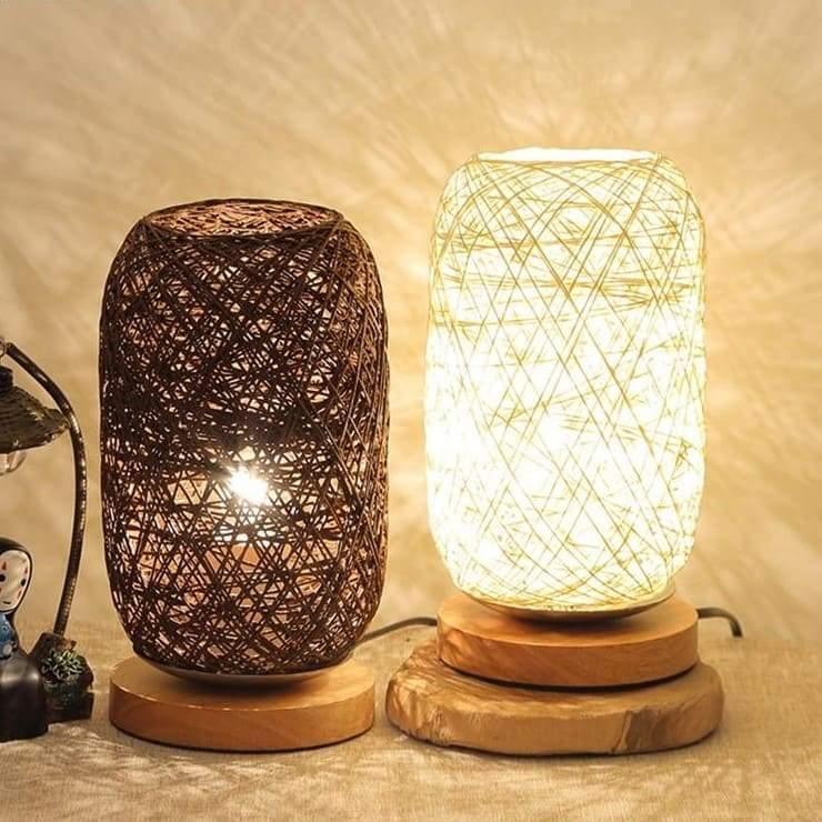 Lampe en rotin et bois design naturel - Veluma