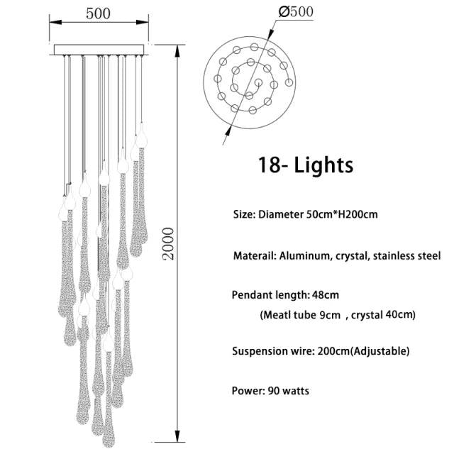 Lustre Cristal Doré pour Escalier – Oréade