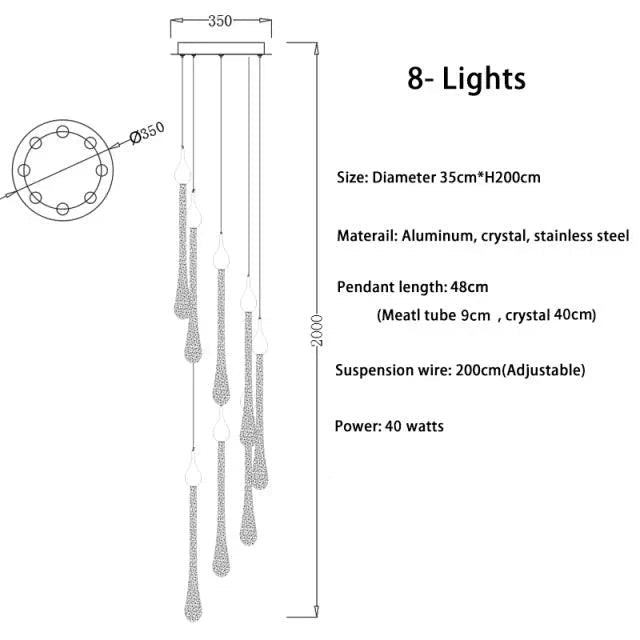 Lustre Cristal Doré pour Escalier – Oréade