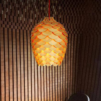Orena Sculptured Wood Pendant Light natural rounded form - view 11