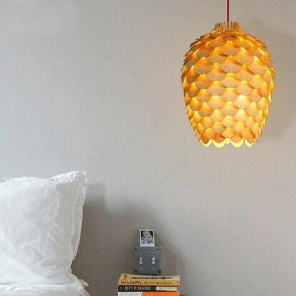 Orena Sculptured Wood Pendant Light natural rounded form - view 9